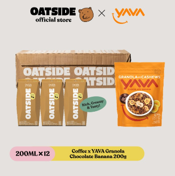 OATSIDE Mini Straw Oat Milk Coffee 200ml (12pcs) X YAVA Granola 200g