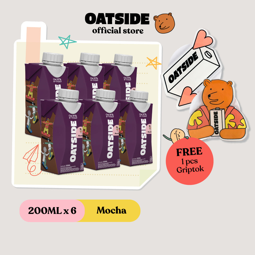 OATSIDE Mocha (200mlx6) (Kemasan Tutup Botol) + FREE Griptok