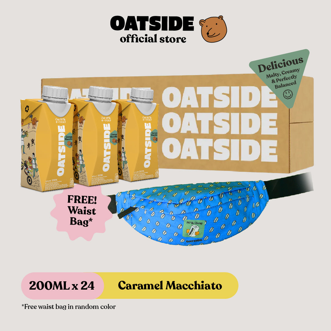 OATSIDE Caramel Macchiato (24 x 200ml) (Kemasan Tutup Botol) FREE Waist Bag