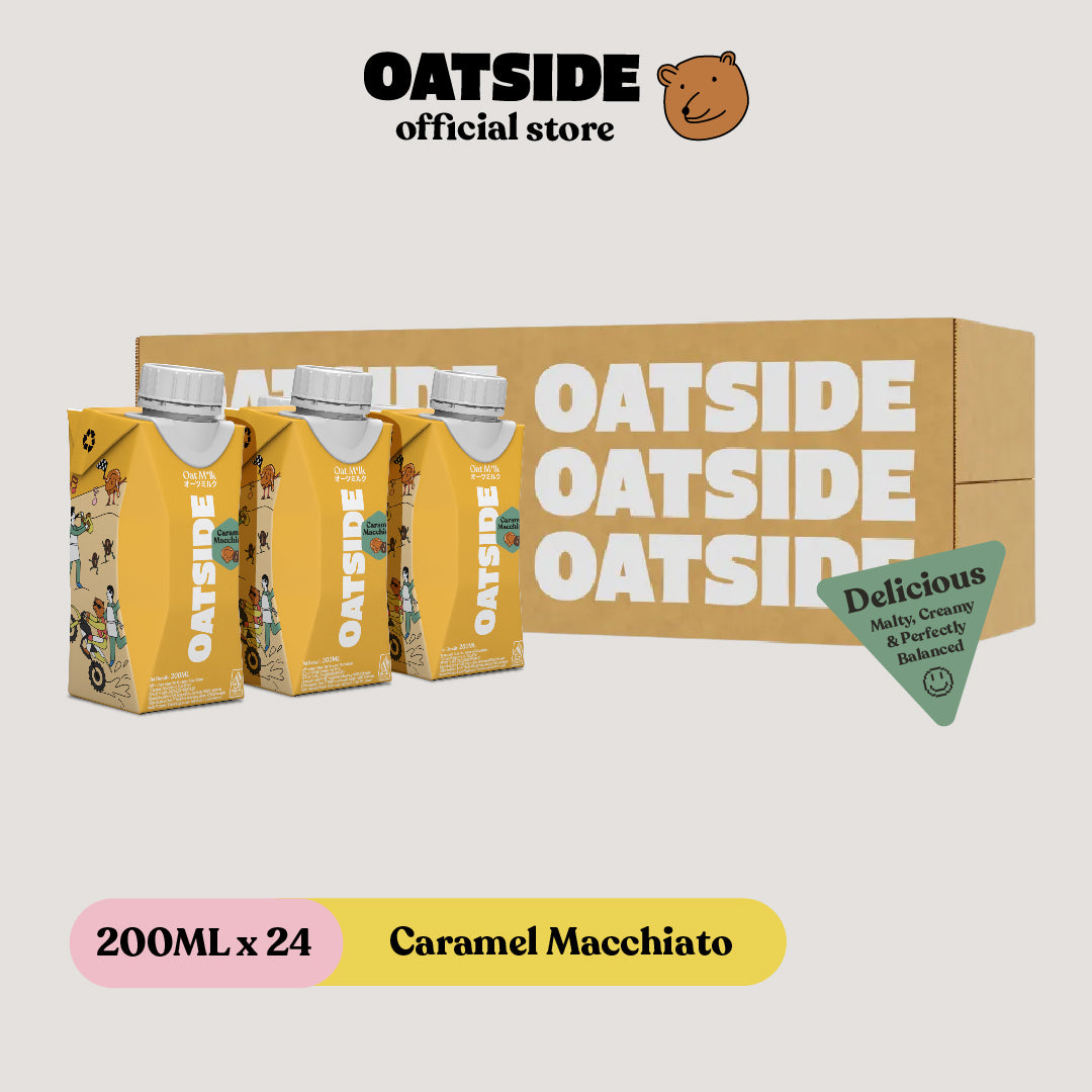 OATSIDE Mini Cap Oat Milk  Caramel Macchiato 200ml (24 pcs) (Kemasan Tutup Botol)