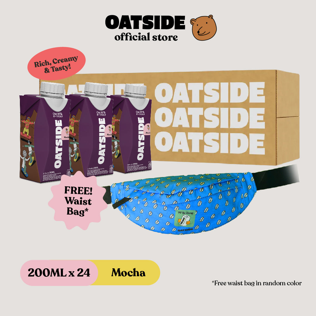 OATSIDE Mocha (24 x 200ml) (Kemasan Tutup Botol) FREE Waist Bag