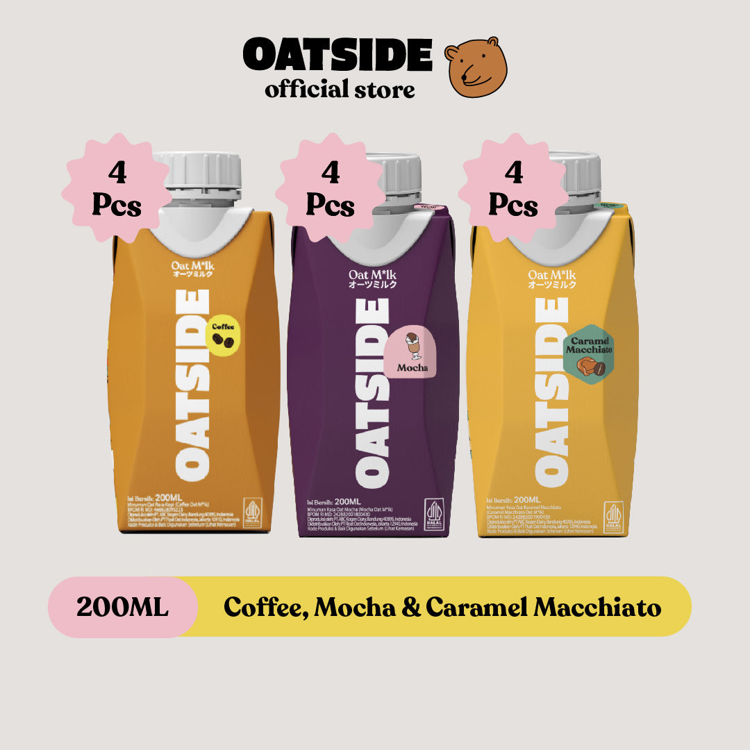 OATSIDE Mix Coffee, Mocha & Caramel Macchiato (12 x 200ml) (Kemasan Tutup Botol)