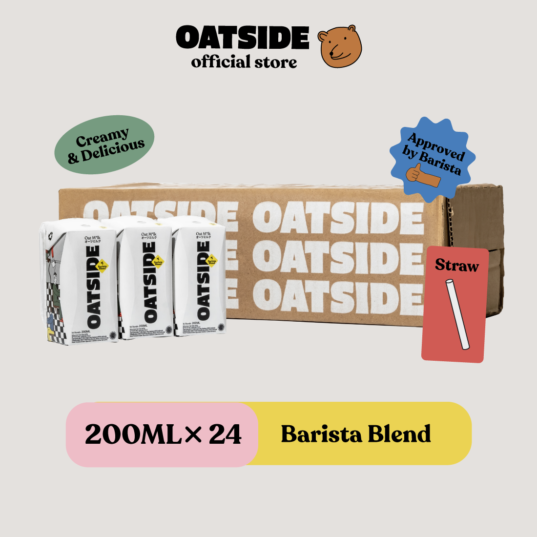 (PAY 3 GET 4) OATSIDE Barista Blend (4 x 24 x 200ml) (Kemasan Sedotan)